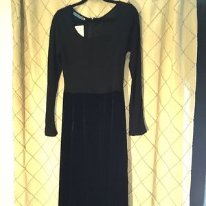 Johnny Was Black Velvet Midi Dress NWT